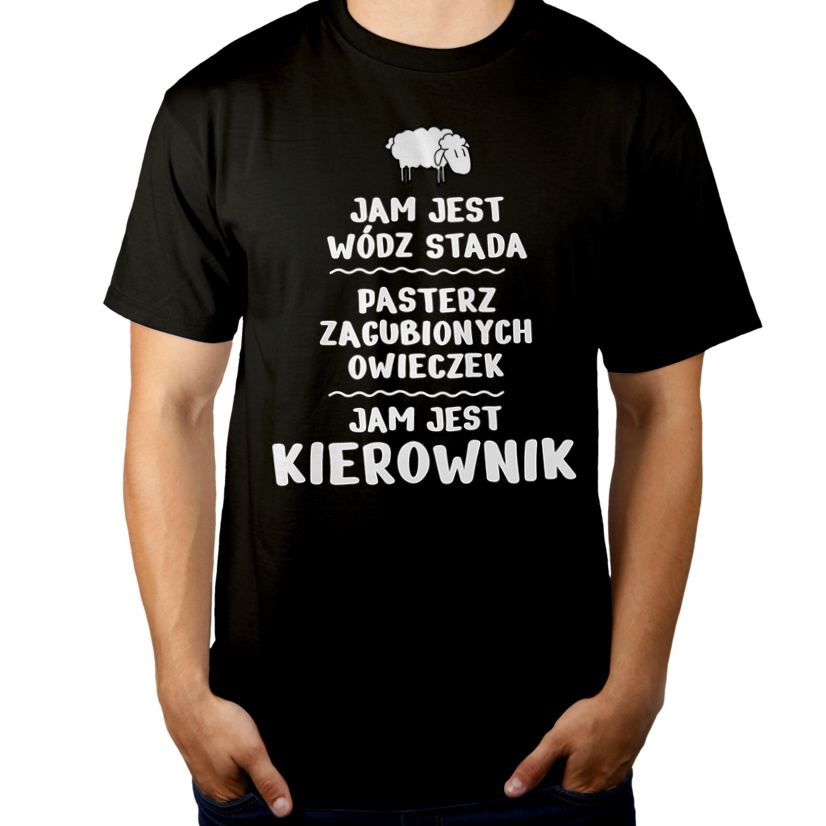 Jam Jest Kierownik Wódz Stada - Męska Koszulka Czarna