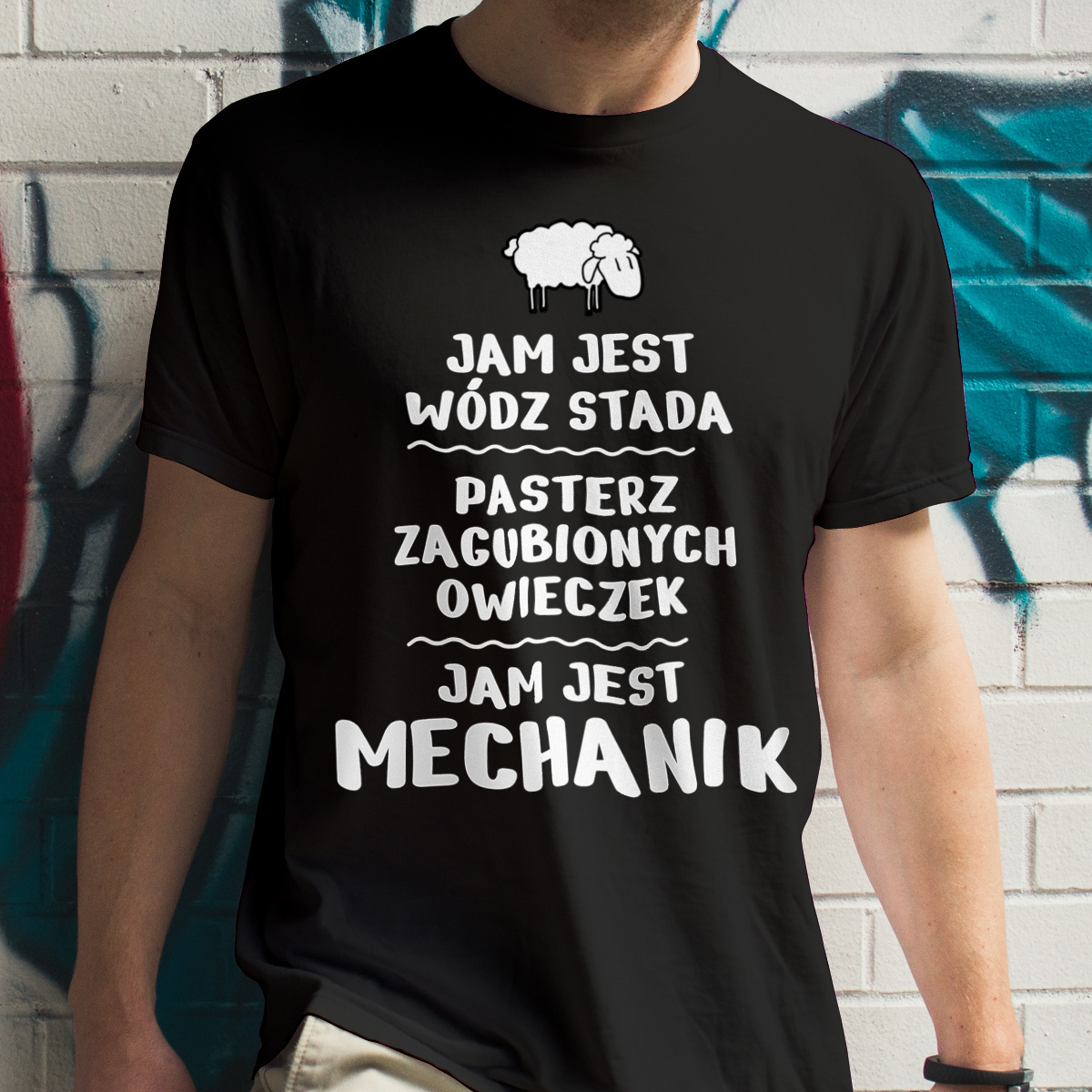 Jam Jest Mechanik Wódz Stada - Męska Koszulka Czarna