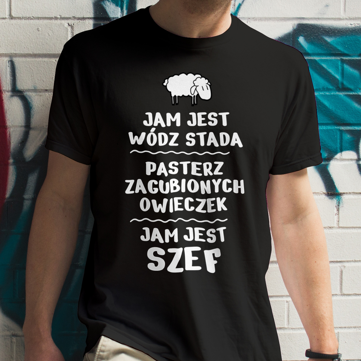 Jam Jest Szef Wódz Stada - Męska Koszulka Czarna