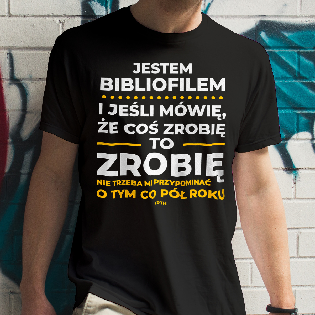 Jeśli Bibliofil Mówi Że Zrobi, To Zrobi - Męska Koszulka Czarna