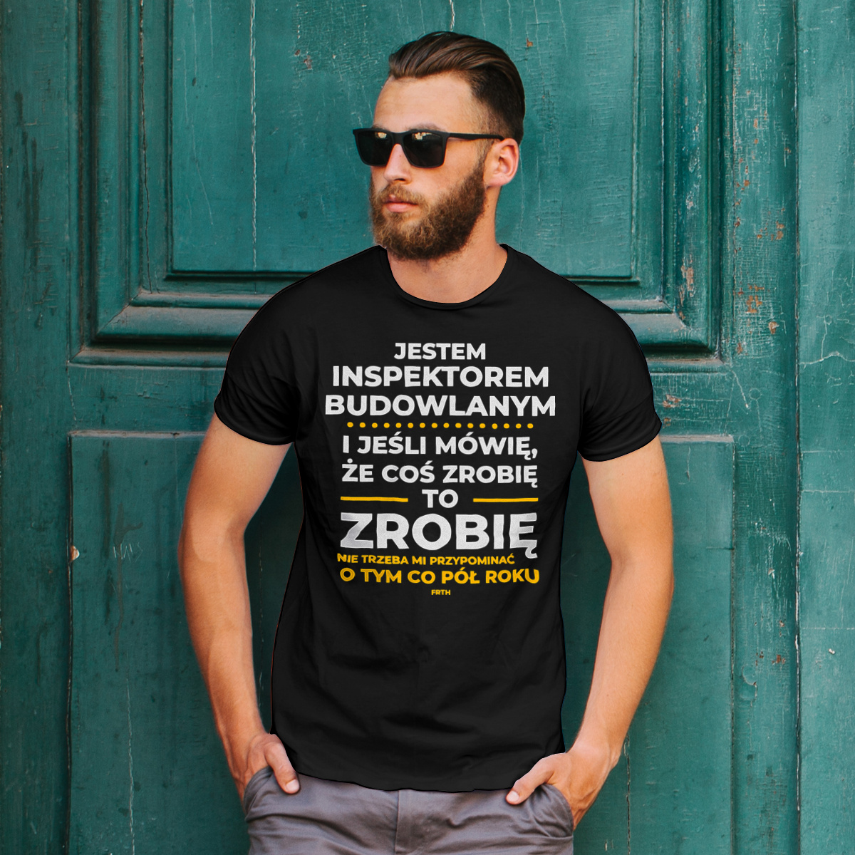 Jeśli Inspektor Budowlany Mówi Że Zrobi, To Zrobi - Męska Koszulka Czarna