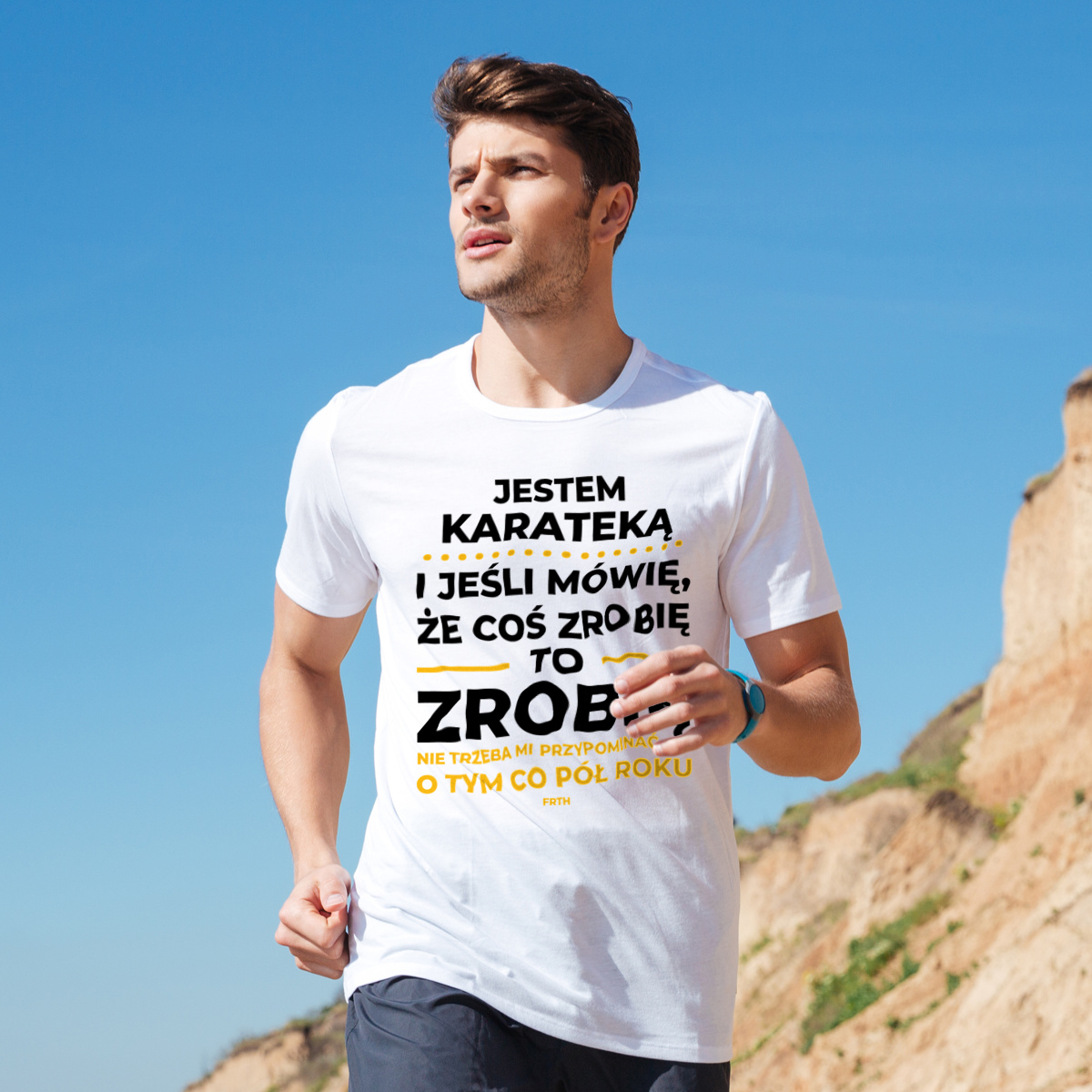 Jeśli Karateka Mówi Że Zrobi, To Zrobi - Męska Koszulka Biała