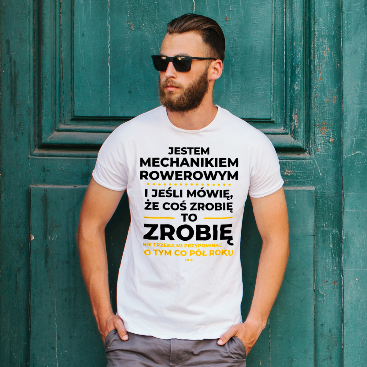 Jeśli Mechanik Rowerowy Mówi Że Zrobi, To Zrobi - Męska Koszulka Biała