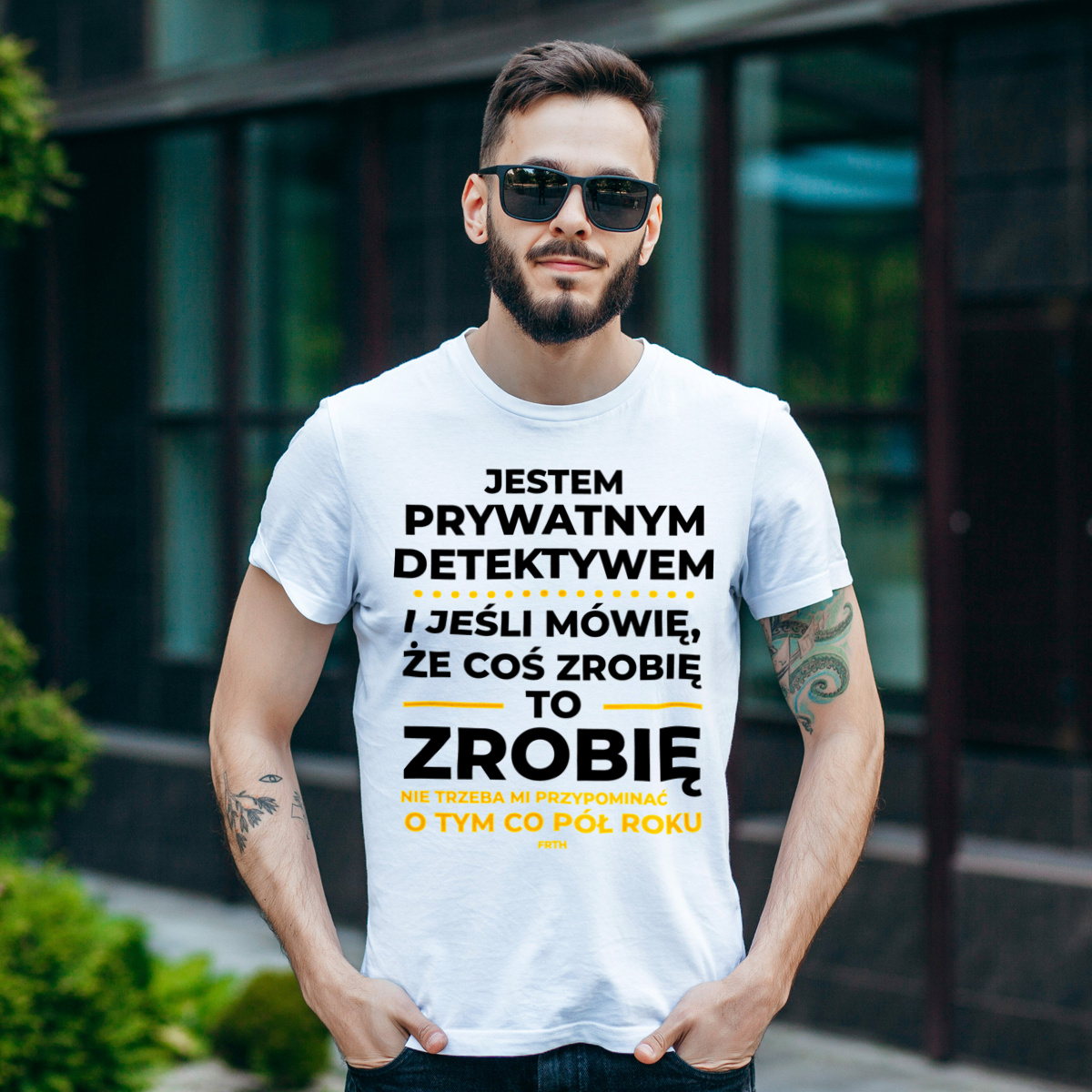 Jeśli Prywatny Detektyw Mówi Że Zrobi, To Zrobi - Męska Koszulka Biała