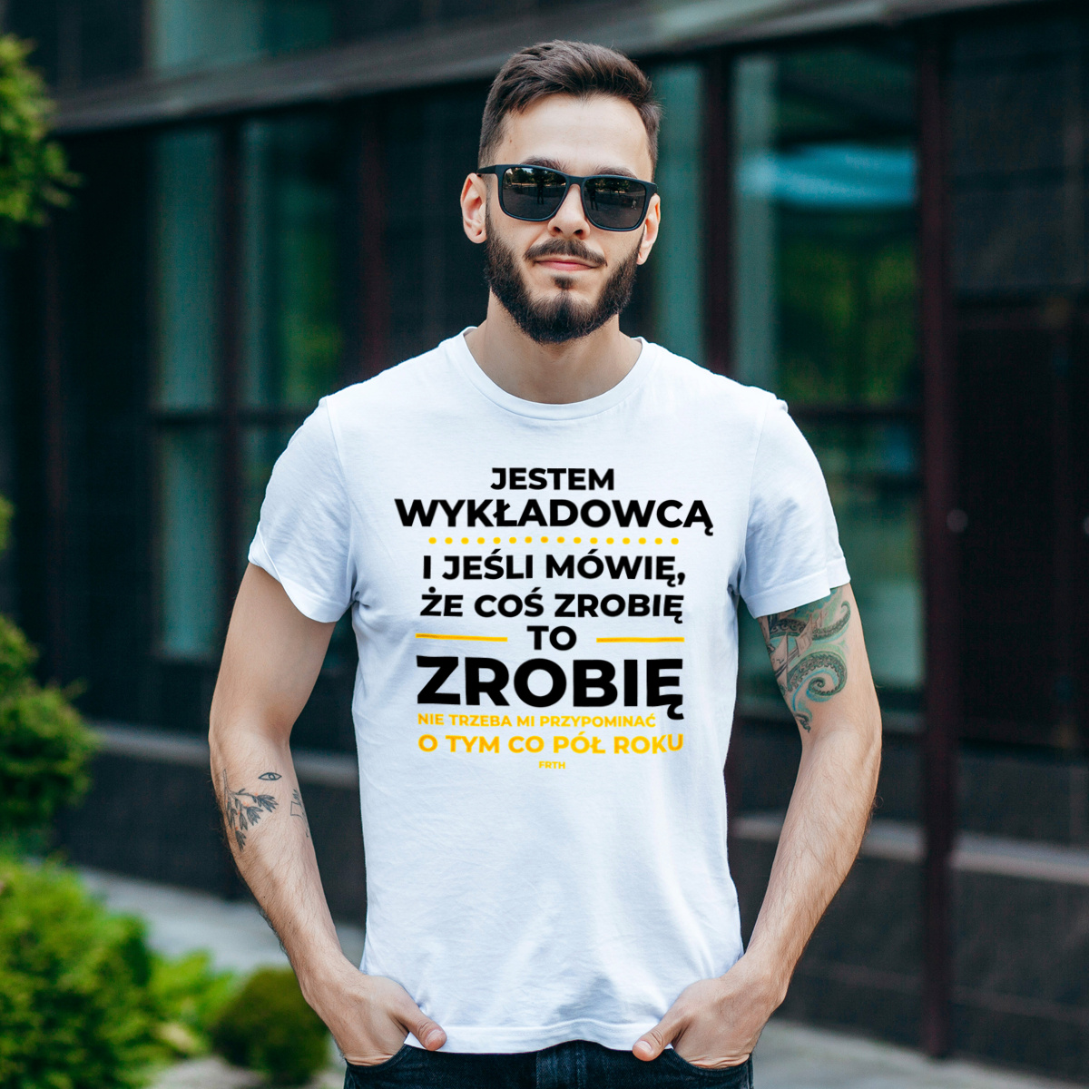 Jeśli Wykładowca Mówi Że Zrobi, To Zrobi - Męska Koszulka Biała