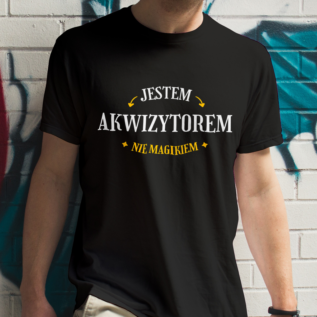 Jestem Akwizytorem Nie Magikiem - Męska Koszulka Czarna