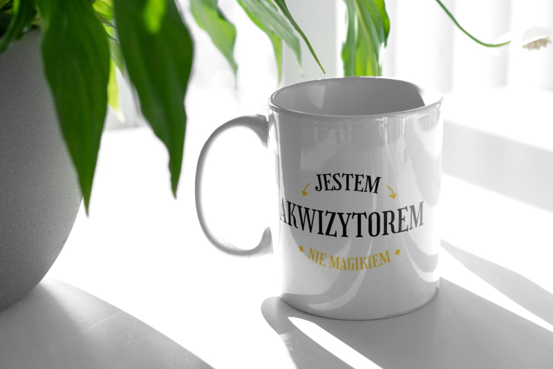 Jestem Akwizytorem Nie Magikiem - Kubek Biały