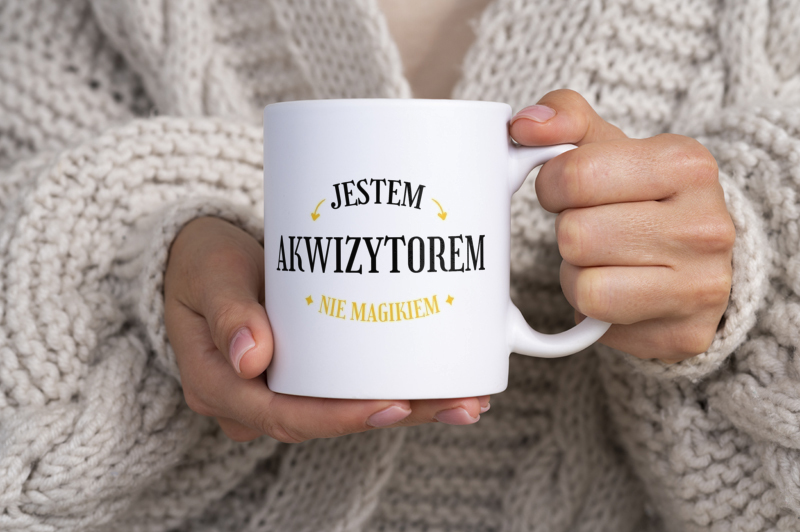 Jestem Akwizytorem Nie Magikiem - Kubek Biały