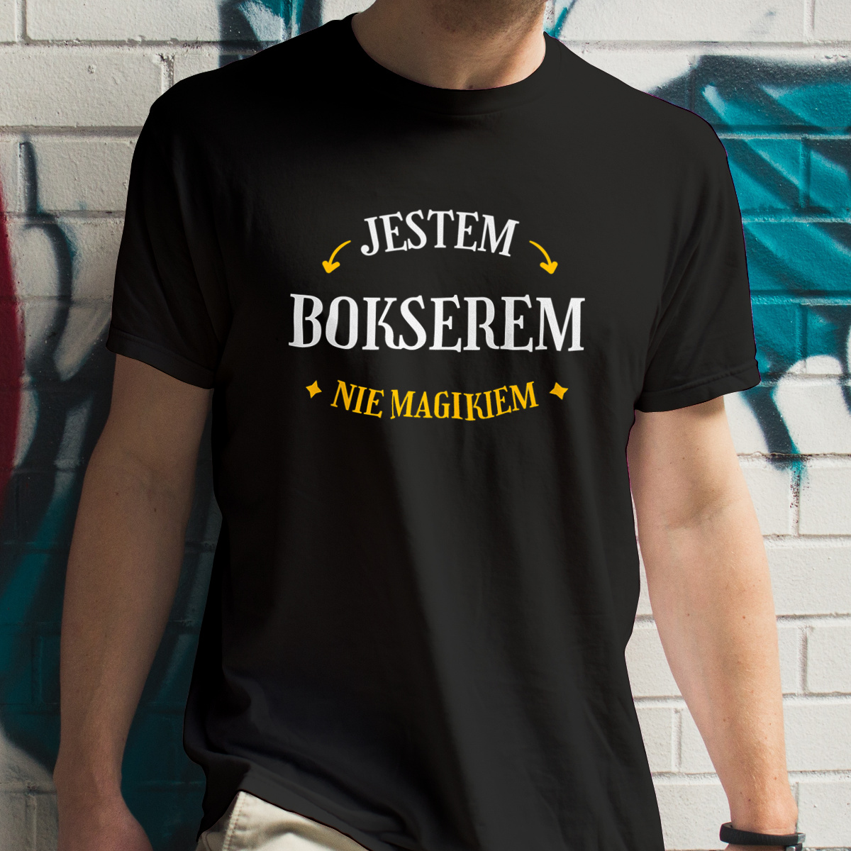 Jestem Bokserem Nie Magikiem - Męska Koszulka Czarna