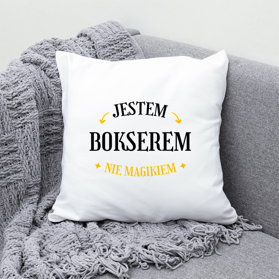 Jestem Bokserem Nie Magikiem - Poduszka Biała