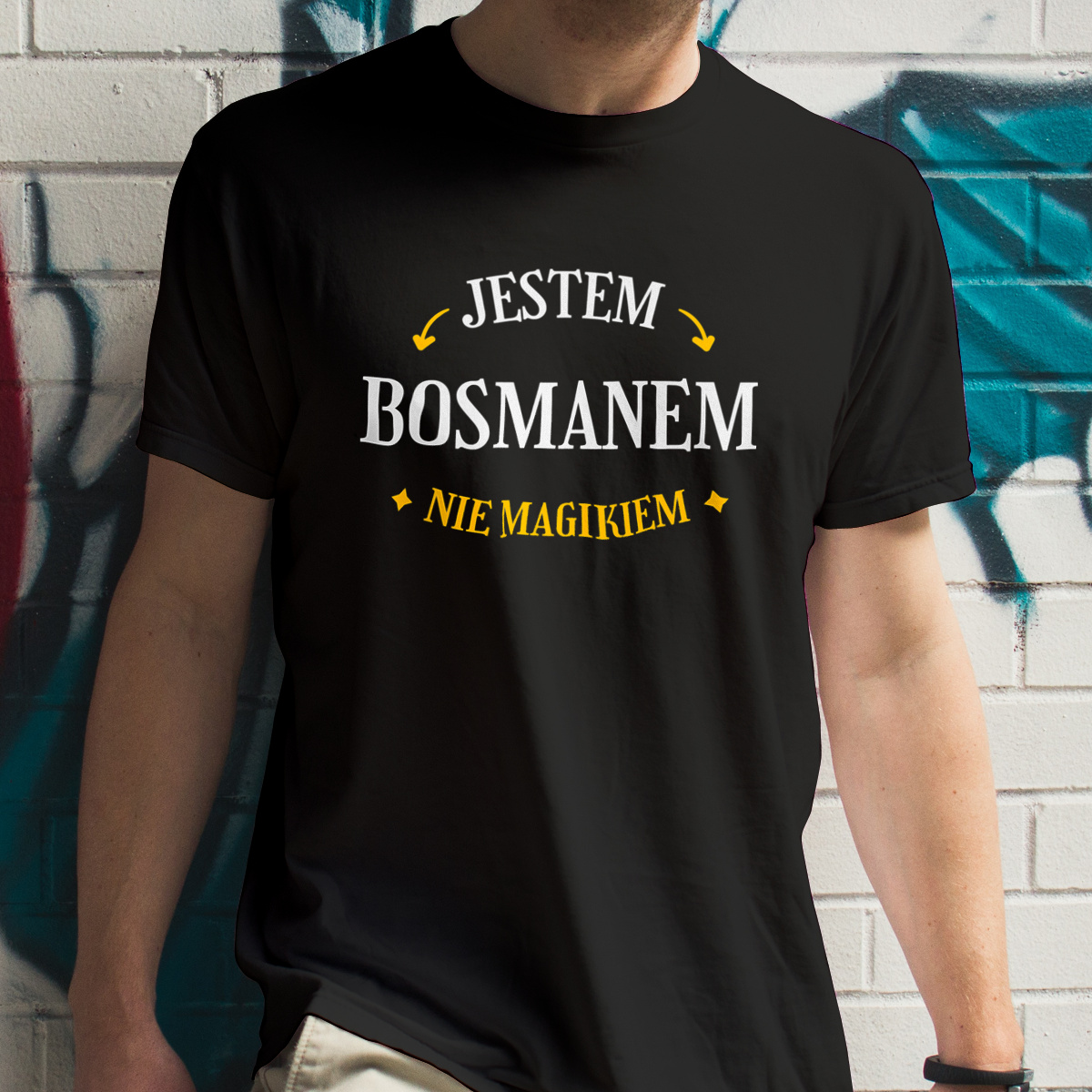 Jestem Bosmanem Nie Magikiem - Męska Koszulka Czarna