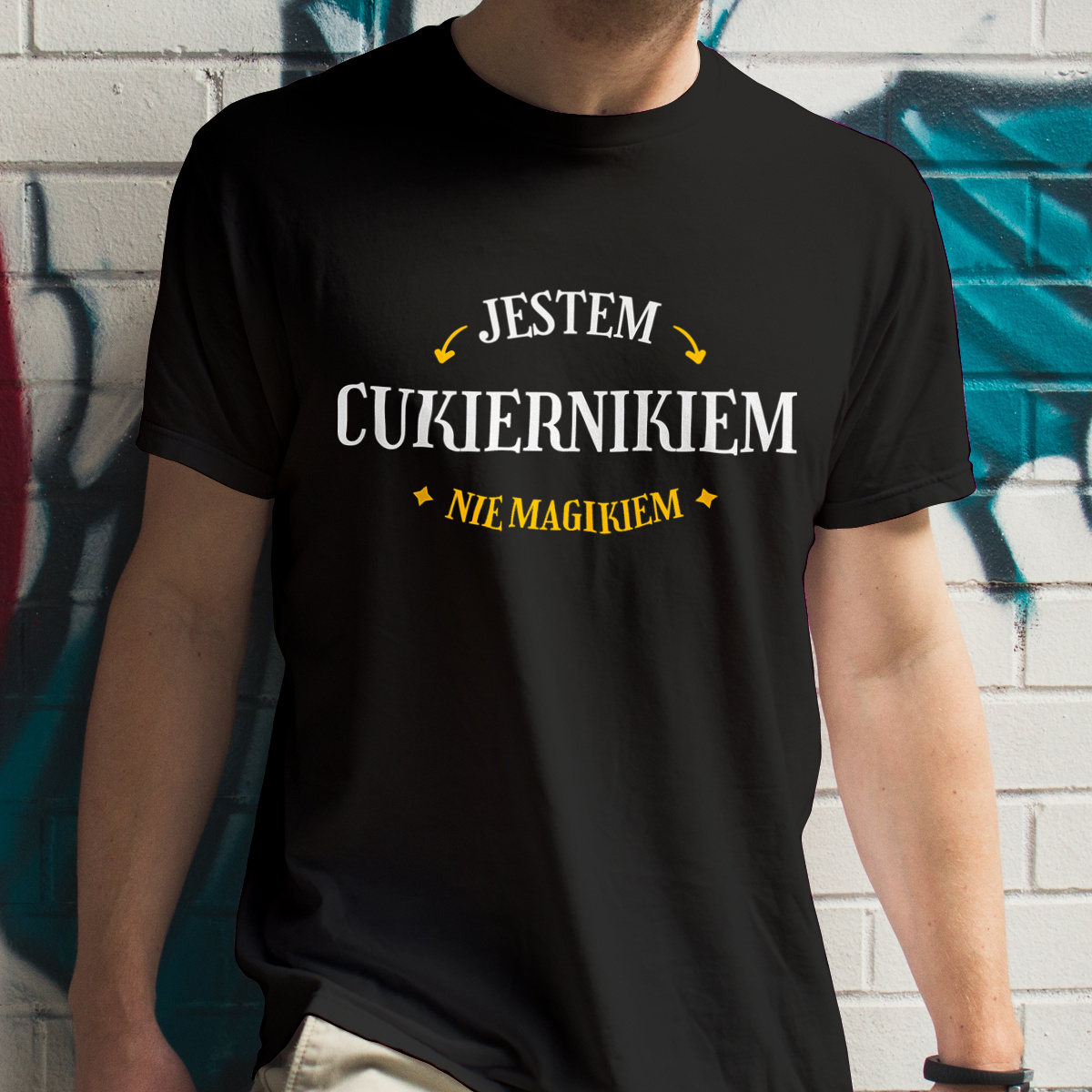 Jestem Cukiernikiem Nie Magikiem - Męska Koszulka Czarna