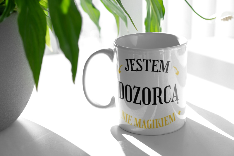 Jestem Dozorcą Nie Magikiem - Kubek Biały