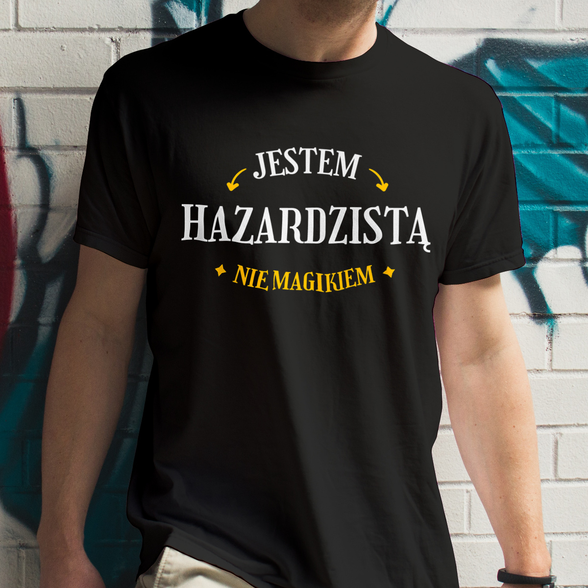 Jestem Hazardzistą Nie Magikiem - Męska Koszulka Czarna