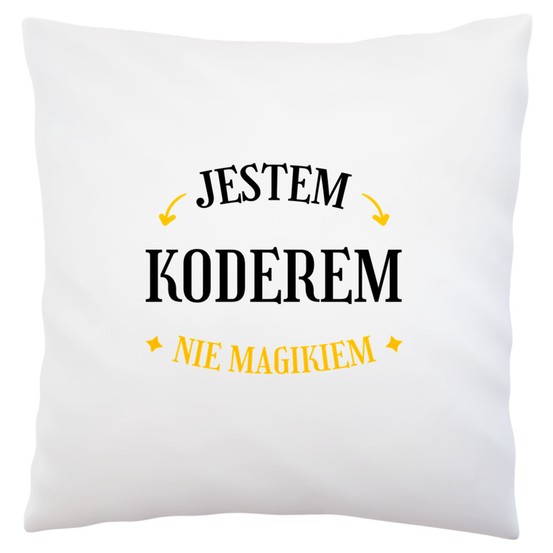 Jestem Koderem Nie Magikiem - Poduszka Biała