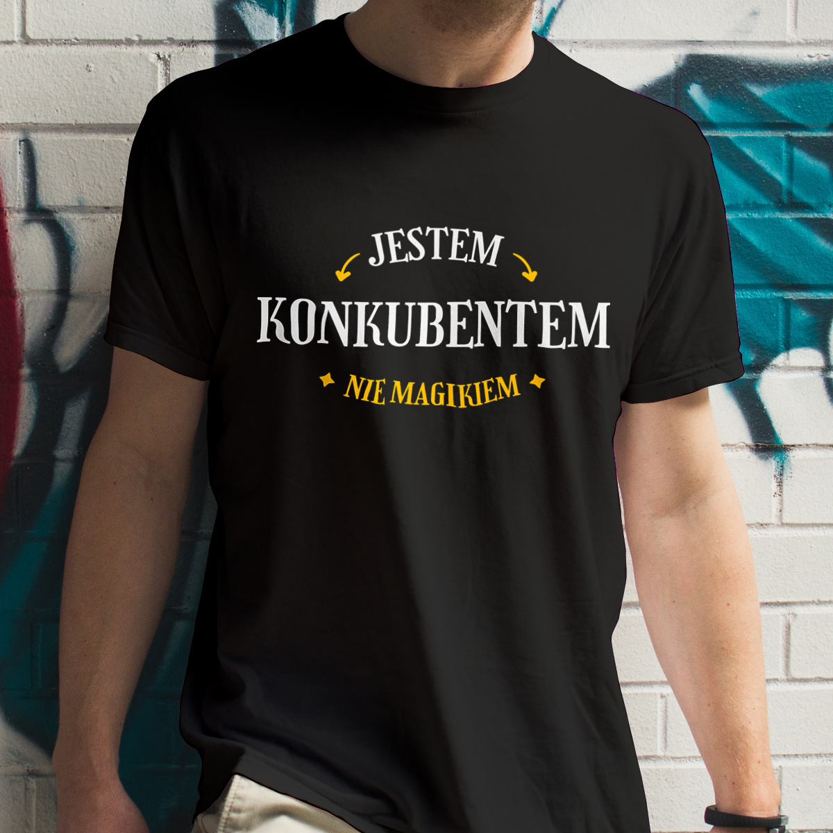 Jestem Konkubentem Nie Magikiem - Męska Koszulka Czarna