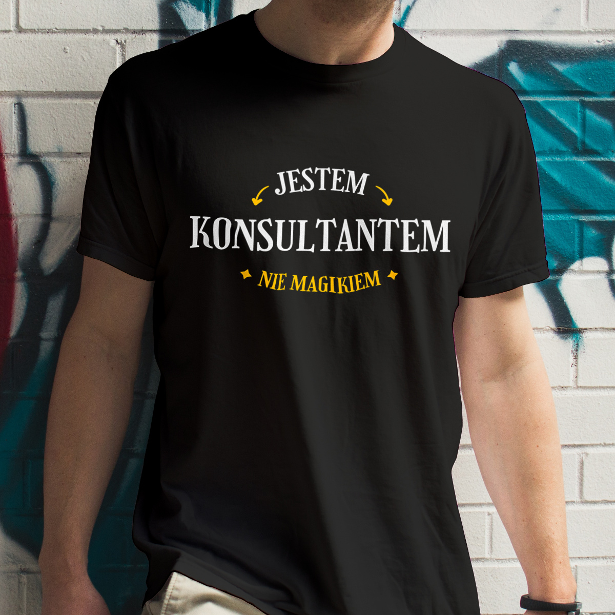 Jestem Konsultantem Nie Magikiem - Męska Koszulka Czarna