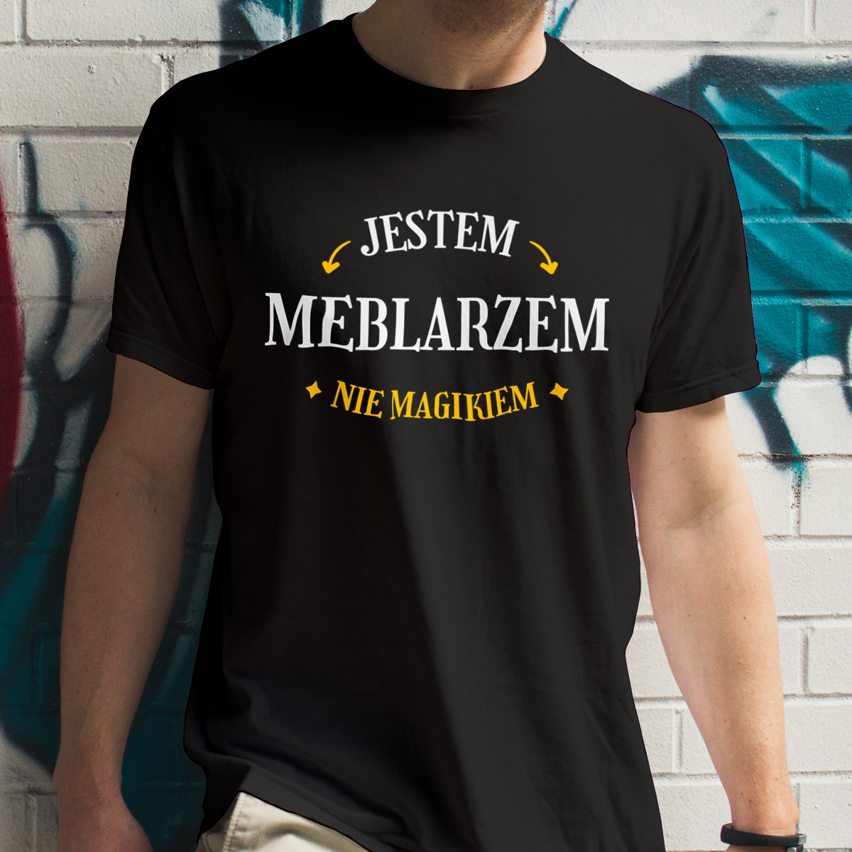 Jestem Meblarzem Nie Magikiem - Męska Koszulka Czarna