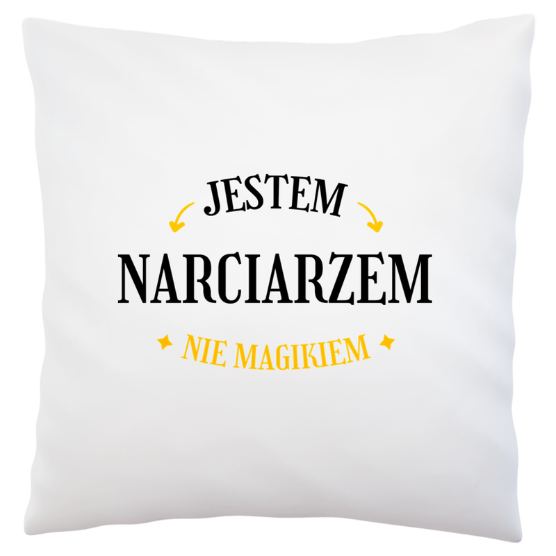 Jestem Narciarzem Nie Magikiem - Poduszka Biała