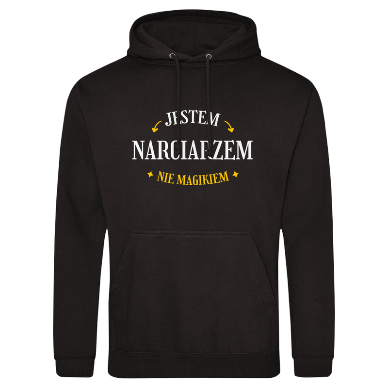 Jestem Narciarzem Nie Magikiem - Męska Bluza z kapturem Czarna