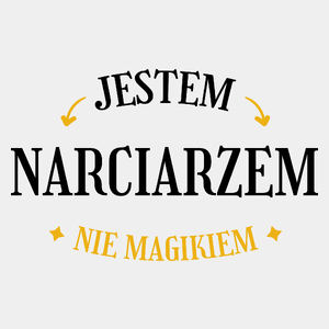 Jestem Narciarzem Nie Magikiem - Męska Koszulka Biała