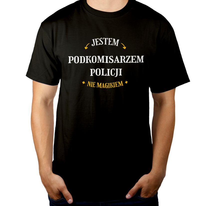 Jestem Podkomisarzem Policji Nie Magikiem - Męska Koszulka Czarna