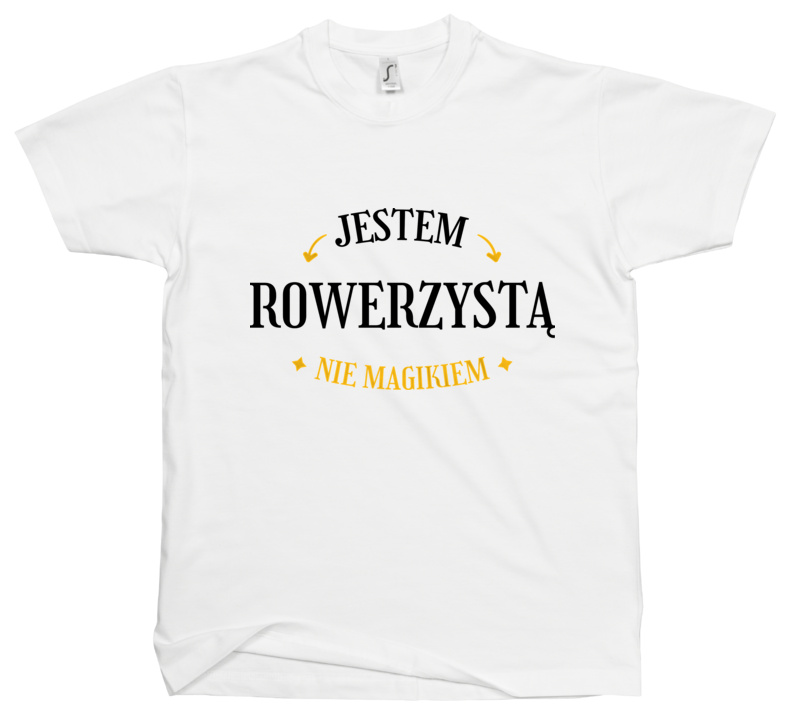 Jestem Rowerzystą Nie Magikiem - Męska Koszulka Biała