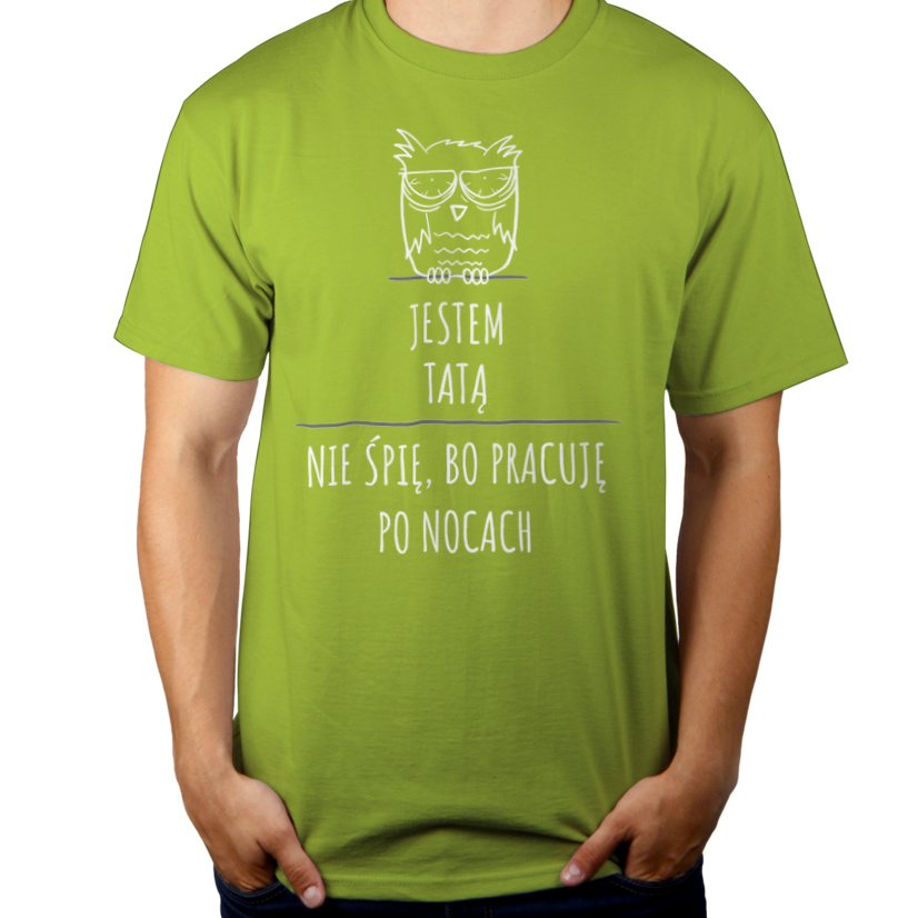 Jestem Tatą Pracuję Po Nocach - Męska Koszulka Jasno Zielona