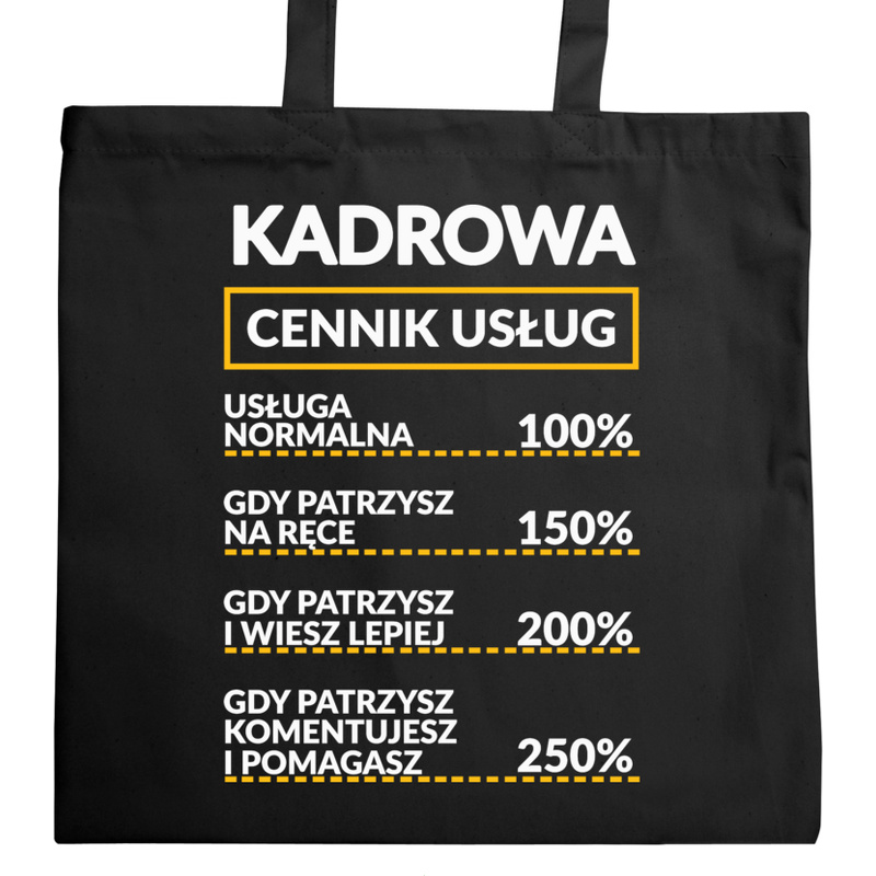 Kadrowa - Cennik Usług - Torba Na Zakupy Czarna