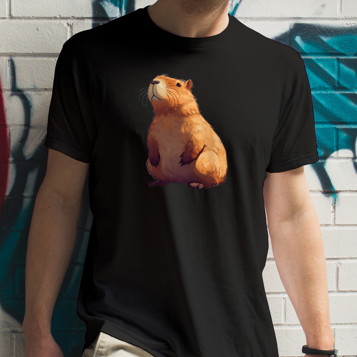 Kapibara - Męska Koszulka Czarna