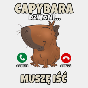 Kapibara Dzwoni Muszę Iść Capybara - Męska Koszulka Biała