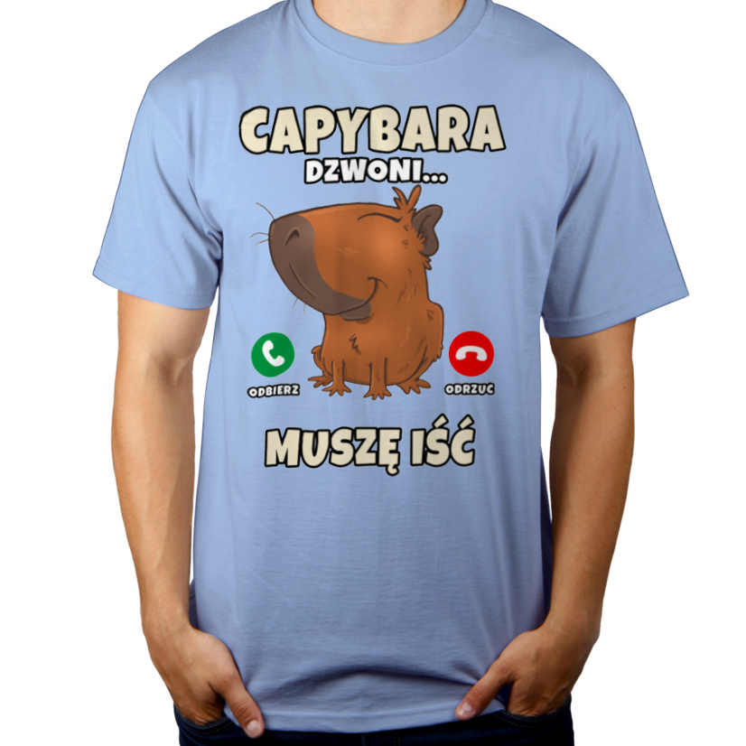 Kapibara Dzwoni Muszę Iść Capybara - Męska Koszulka Błękitna