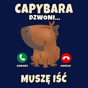 Kapibara Dzwoni Muszę Iść Capybara - Męska Koszulka Ciemnogranatowa