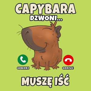 Kapibara Dzwoni Muszę Iść Capybara - Męska Koszulka Jasno Zielona