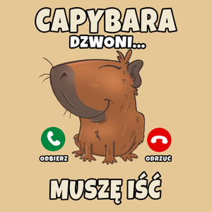 Kapibara Dzwoni Muszę Iść Capybara - Męska Koszulka Piaskowa