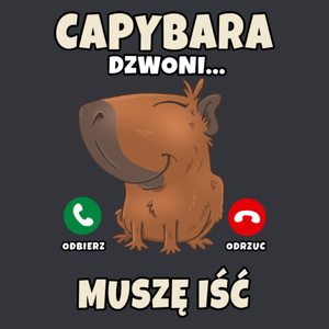 Kapibara Dzwoni Muszę Iść Capybara - Męska Koszulka Szara