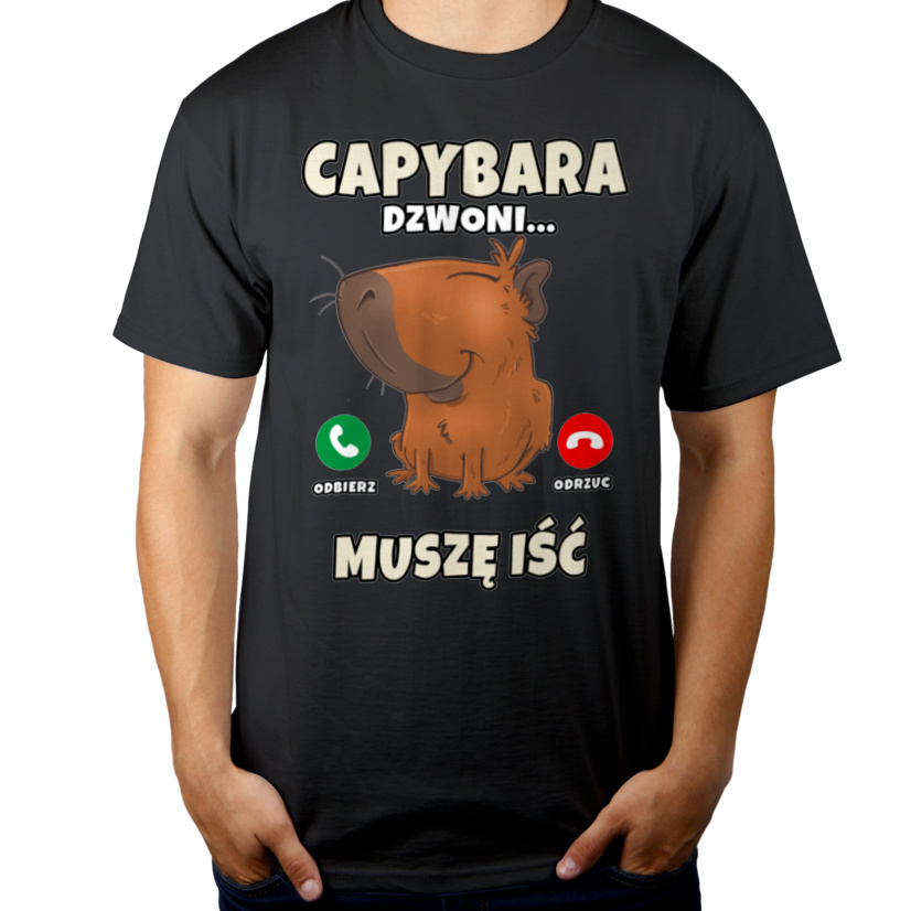 Kapibara Dzwoni Muszę Iść Capybara - Męska Koszulka Szara