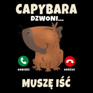 Kapibara Dzwoni Muszę Iść Capybara - Torba Na Zakupy Czarna