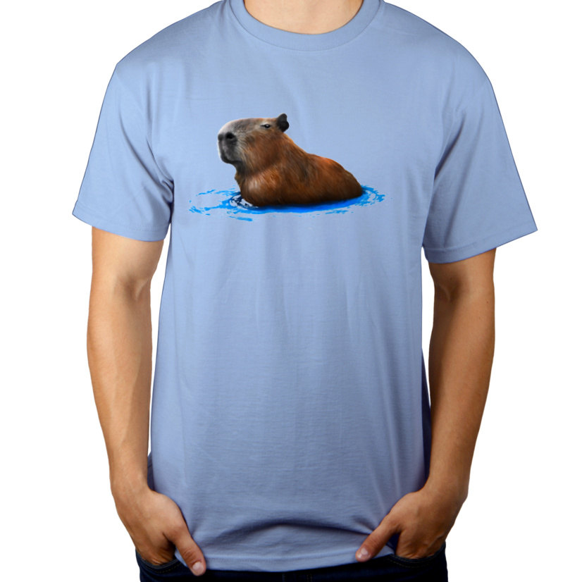 Kapybara Pływająca Kapibara - Męska Koszulka Błękitna