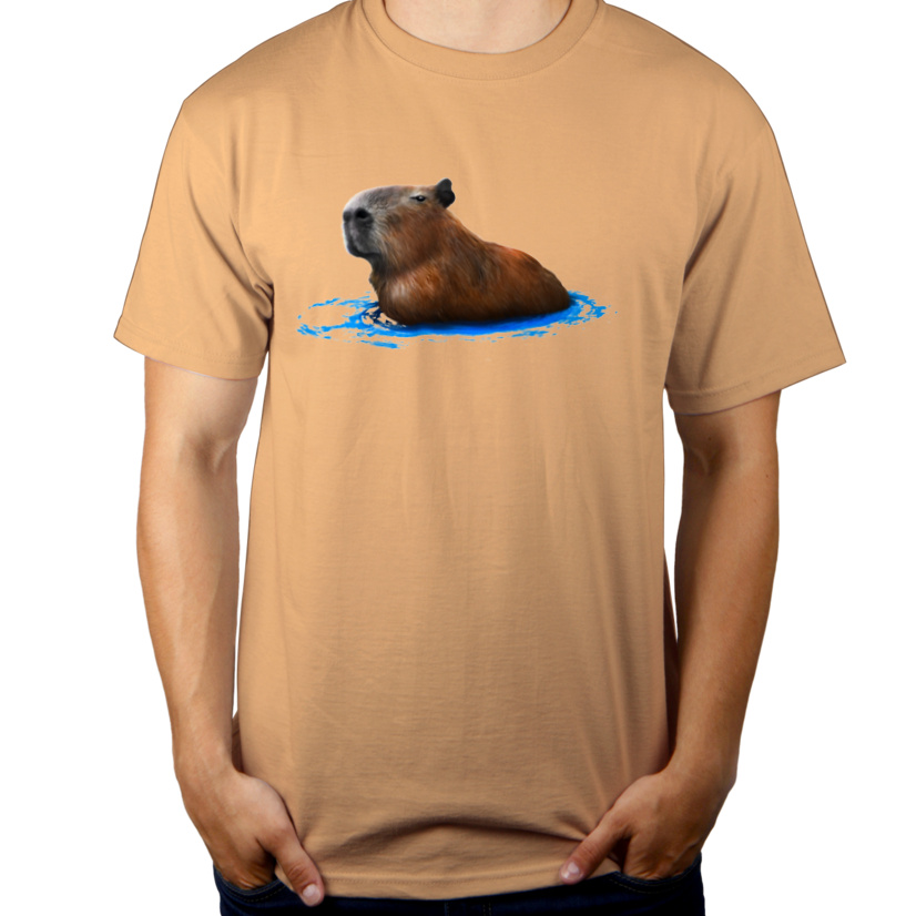 Kapybara Pływająca Kapibara - Męska Koszulka Piaskowa