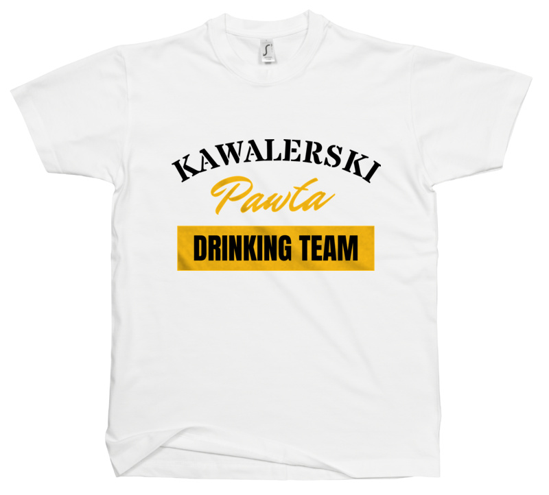 Kawalerski Pawła DRINKING TEAM - Męska Koszulka Biała