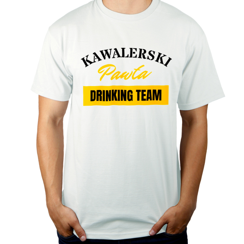 Kawalerski Pawła DRINKING TEAM - Męska Koszulka Biała