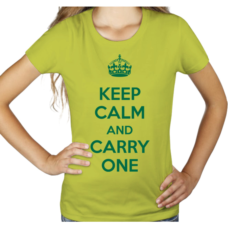 Keep Calm And Carry One - Damska Koszulka Jasno Zielona