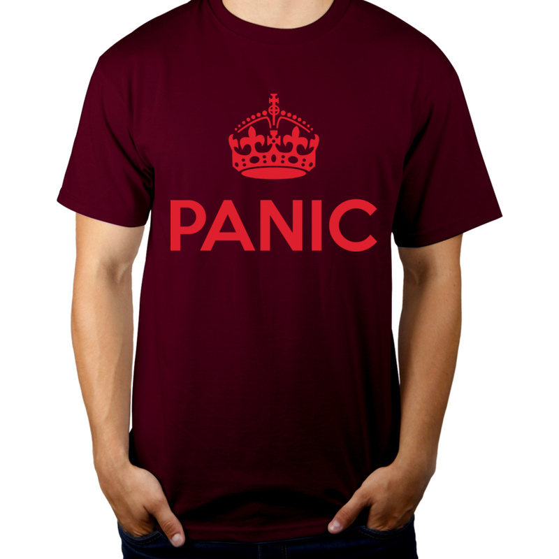 Keep Calm? No. Panic! - Męska Koszulka Burgundowa