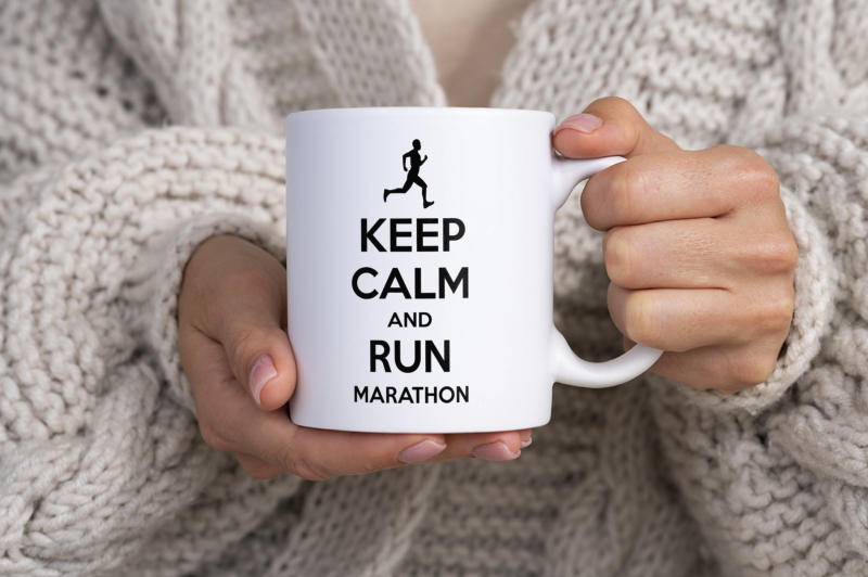 Keep Calm and Run Marathon - Kubek Biały
