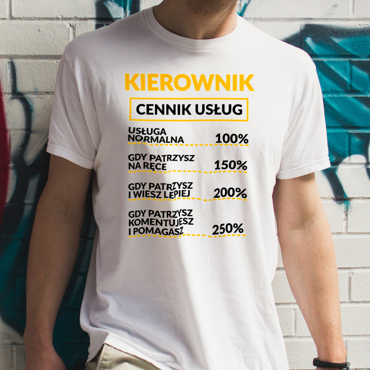 Kierownik - Cennik Usług - Męska Koszulka Biała