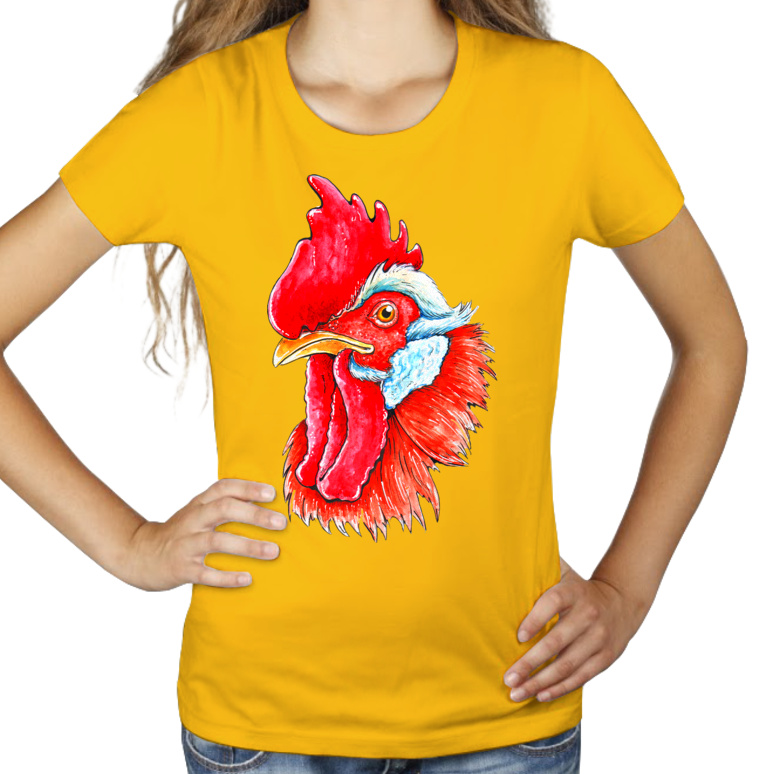 Kogut Ptak Głowa - Damska Koszulka Żółta