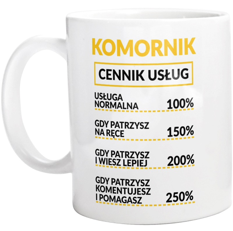 Komornik - Cennik Usług - Kubek Biały