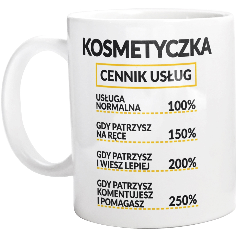 Kosmetyczka - Cennik Usług - Kubek Biały