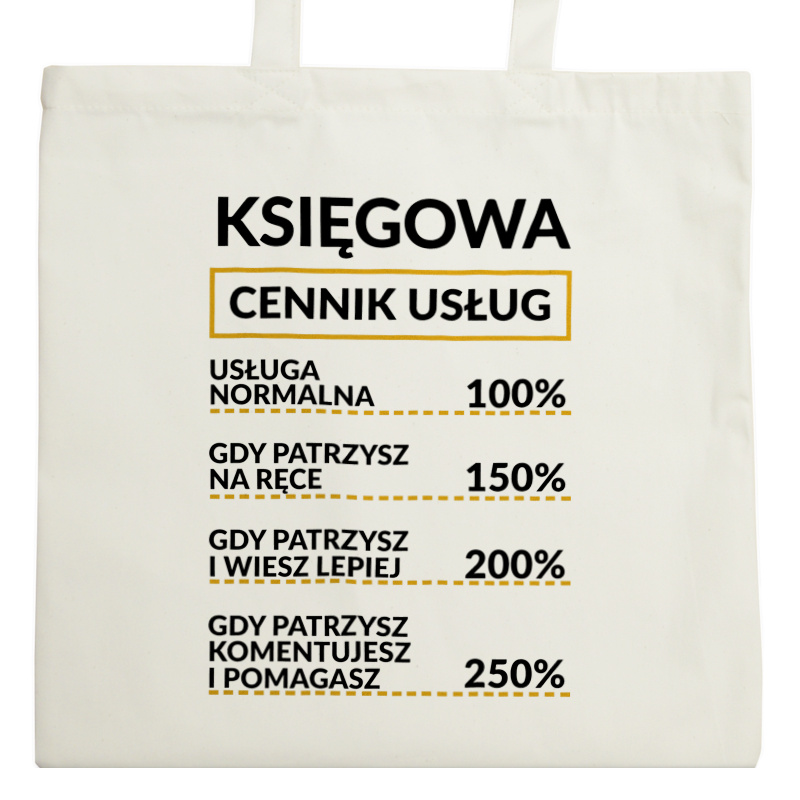 Księgowa - Cennik Usług - Torba Na Zakupy Natural